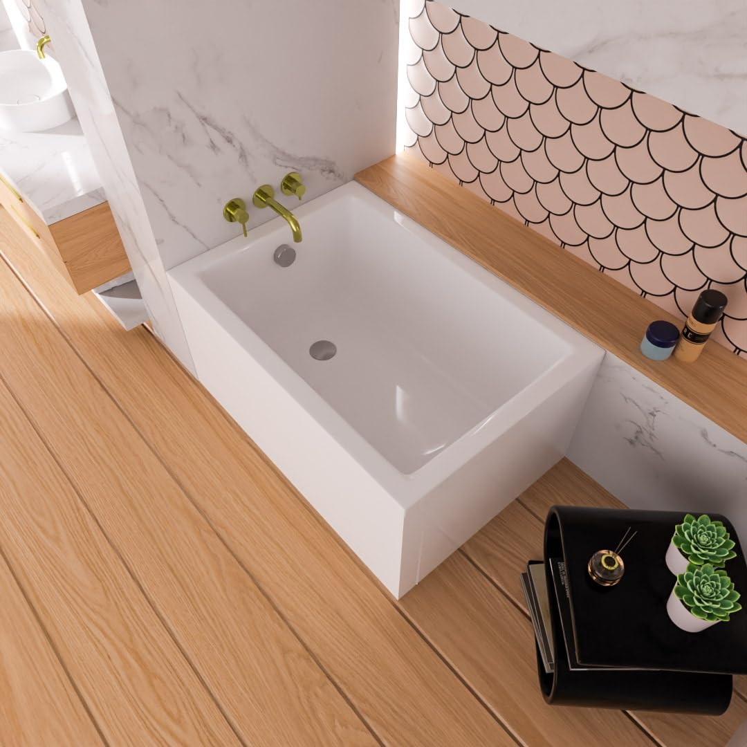 ECOLAM Badewanne Marella 100x70 cm + Schürze | raumsparend kleine moderne Wanne Rechteck Top QUALITÄ
