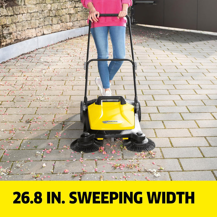 Kärcher S 4 Twin Walk-Behind Outdoor Hand Push Bodenkehrer – 5,25 Gallonen Kapazität, 68,1 cm Kehrbr