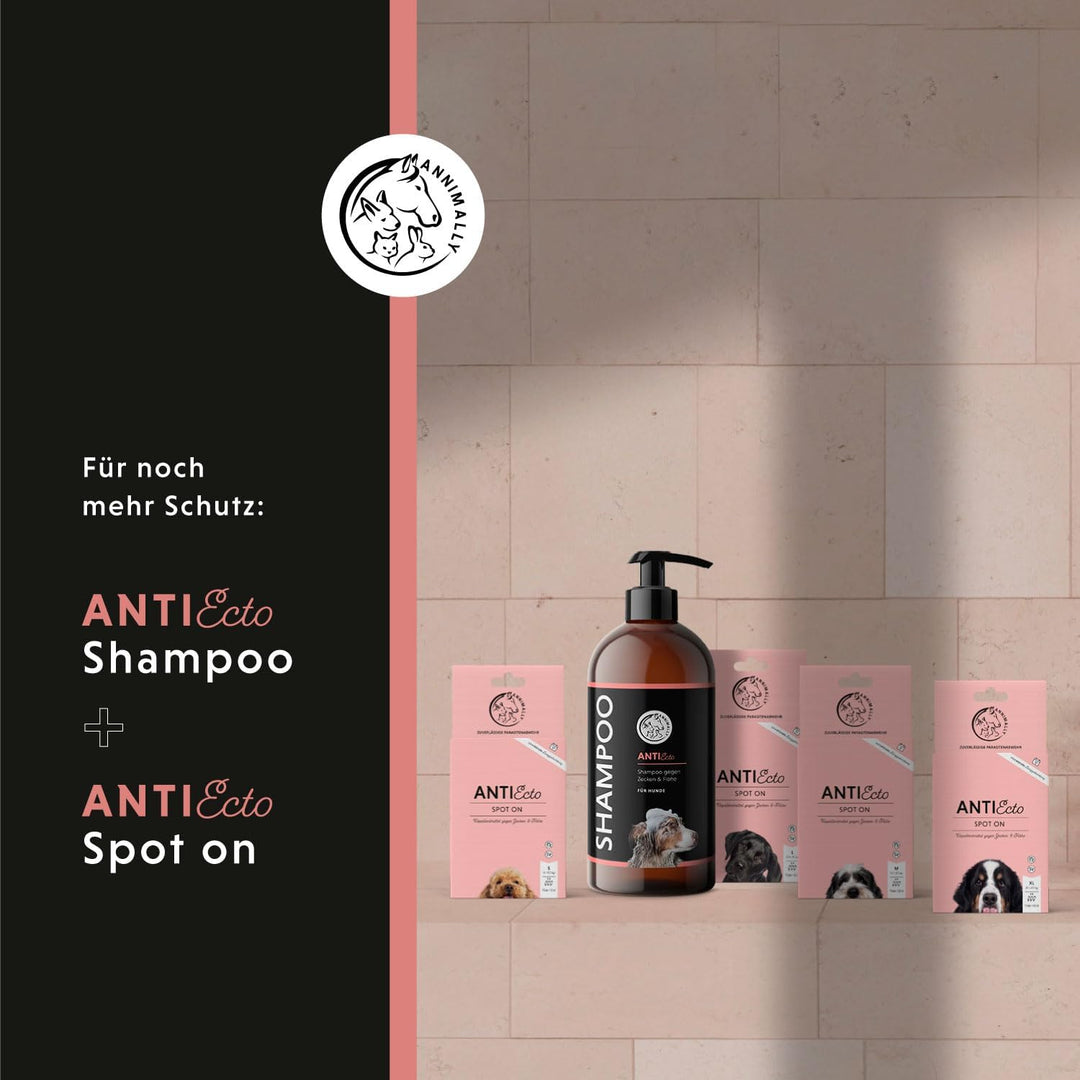 Annimally Anti Zecken und Flohshampoo Hund - Shampoo gegen Zecken, Flöhe &amp; Milben für Hunde - Hundes