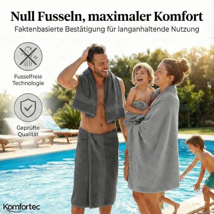 Komfortec 8er Handtuch Set aus 100% Baumwolle, 4 Badetücher 70x140 und 4 Handtücher 50x100 cm, Frott