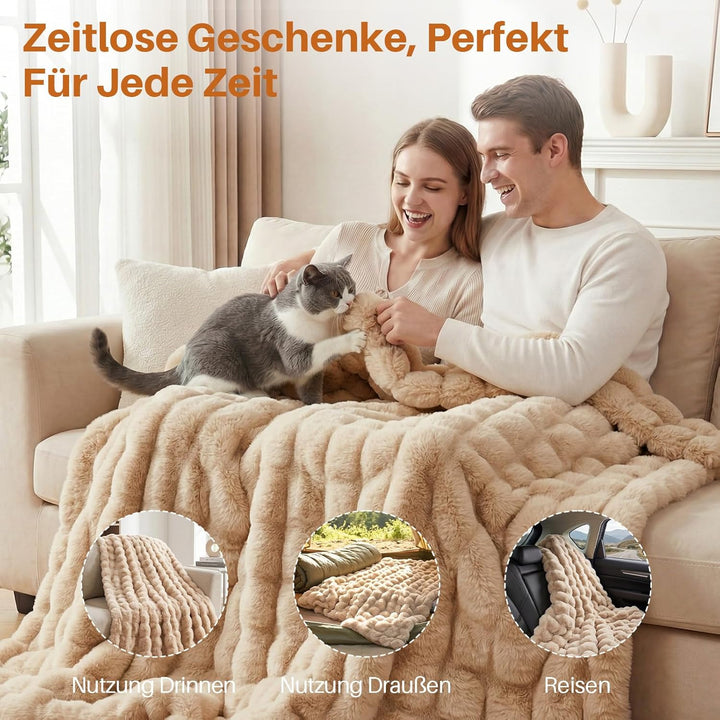 Kuscheldecke Kaninchen Plüsch Decke Super Soft Wohndecke Dick 1000 G/M² Flanell Decke Couchdecke War