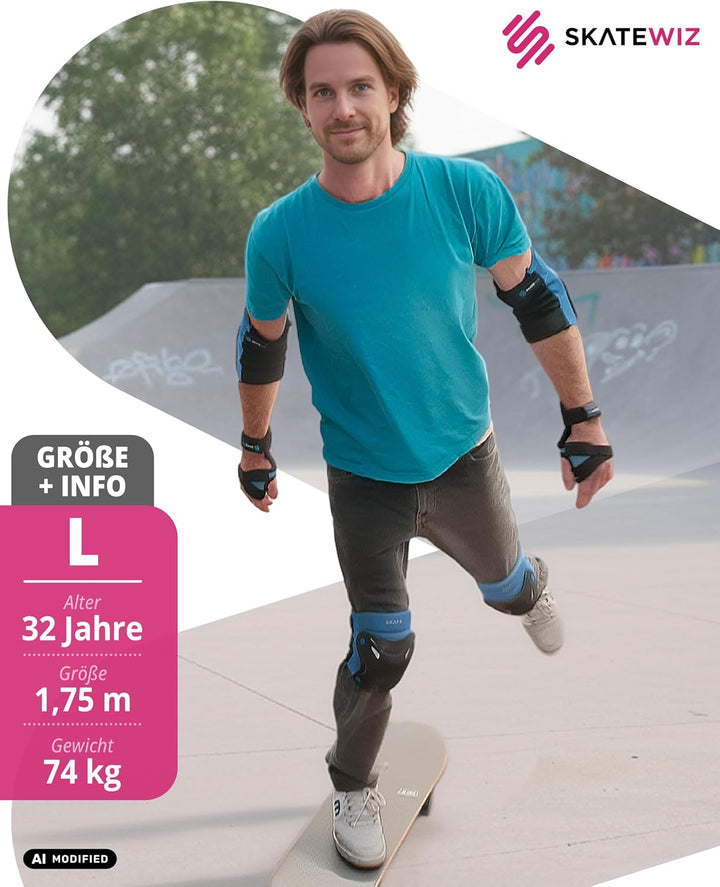 SKATEWIZ Kinder Protektoren Set Schoner - Inliner Knieschoner Kinder – Schützer Set [6er] für Kinder