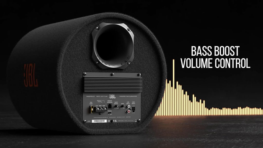 JBL BassPro Tube 12 Zoll 30cm Subwoofer Auto Aktiv, Tube Bassbox mit 450W Max Klasse D Verstärker, L