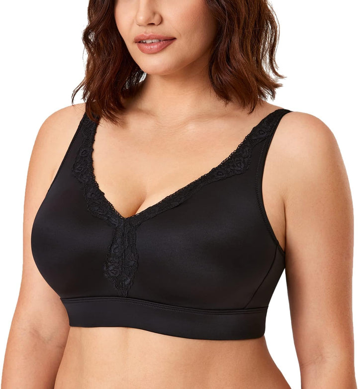 AISILIN Damen BH ohne Bügel Komfort Grosse Grösse volle Abdeckung Nahtlos Ungefüttert 95H Schwarz, 9