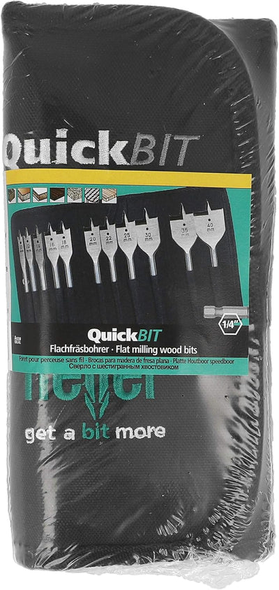 Heller Tools 330 QuickBit Flachfräsbohrer, ¼“-Sechskantschaft, profi-Bohrer für Sackloch- und Durchg