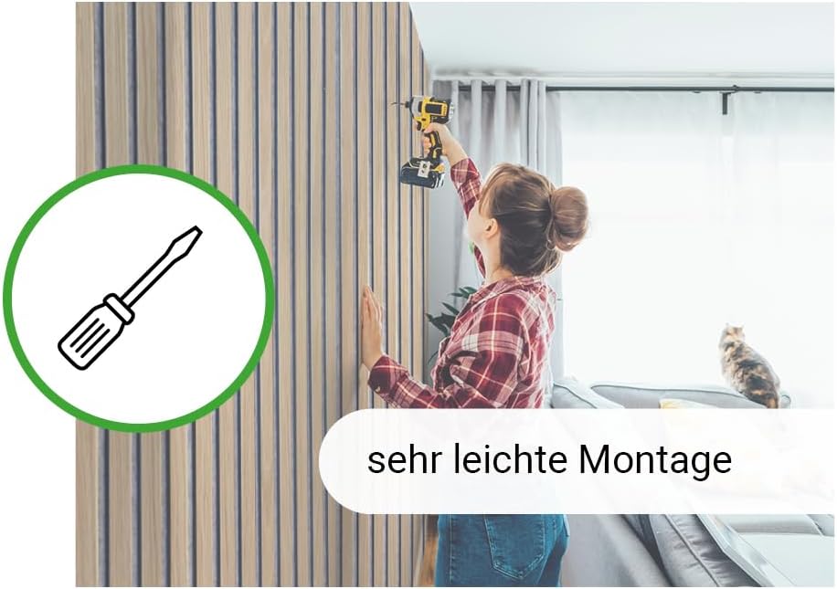 Akustikpaneele AURA Core Oiled Oak 240x60cm | Wandpaneele Holzoptik grau | MDF &amp; Filz Wandpanel | ac