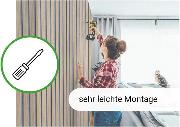Akustikpaneele AURA Core Oiled Oak 240x60cm | Wandpaneele Holzoptik grau | MDF &amp; Filz Wandpanel | ac