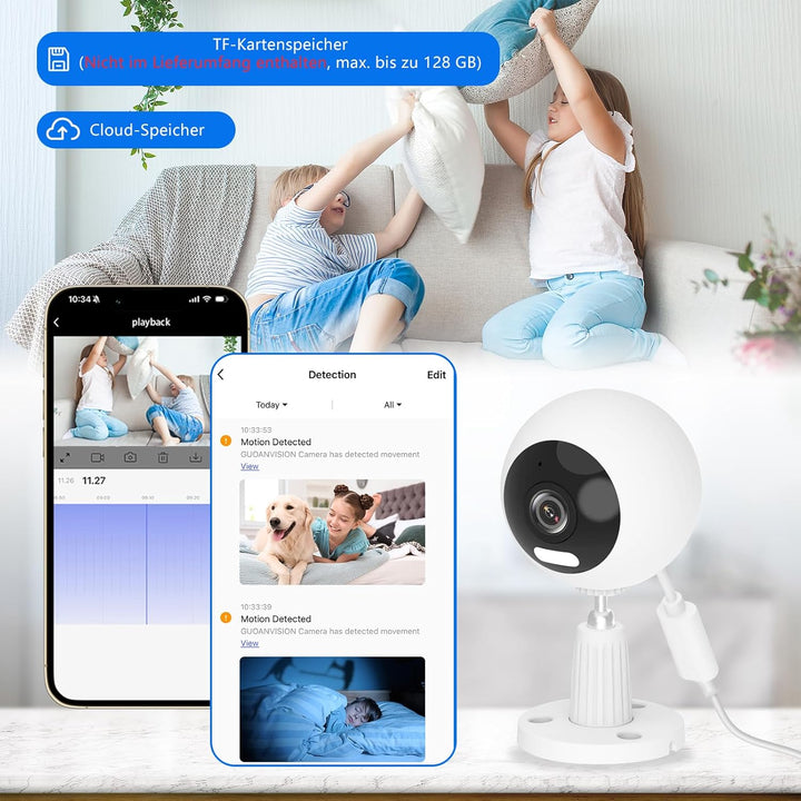 3MP 5G Überwachungskamera Aussen/Innen, Kamera Überwachung Aussen, WLAN Camera Indoor/Outdoor, Babyp