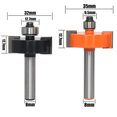 AKYLIN 2-tlg Falzfräser Set,Scheibennutfräser 8mm Schaft mit 5 einstellbaren Lagern,Holzfräser Nutfr