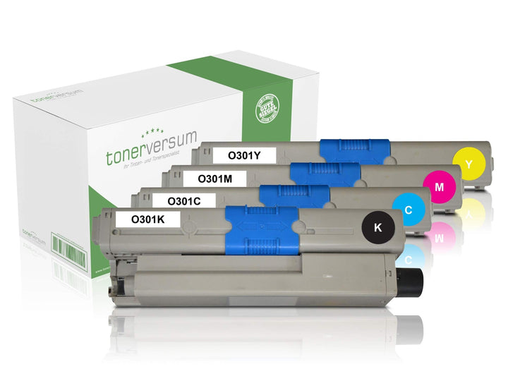 4 Toner kompatibel zu Oki 44973536 44973533 44973534 44973535 Schwarz, Cyan, Magenta, Gelb für C301