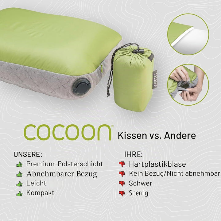 Cocoon Air-Core Hood/Camp Pillow Grösse 28 x 37 cm Wasabi/Grey, Wasabi/Grey