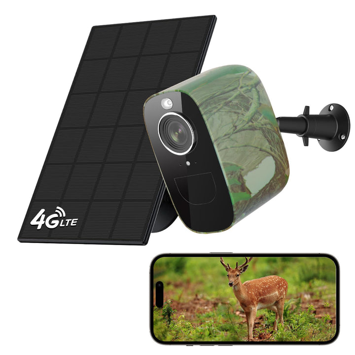 CCILAND 4G LTE Solar Wildkamera mit SIM Karte, 2K Überwachungskamera Aussen Akku mit Farbnachtsicht