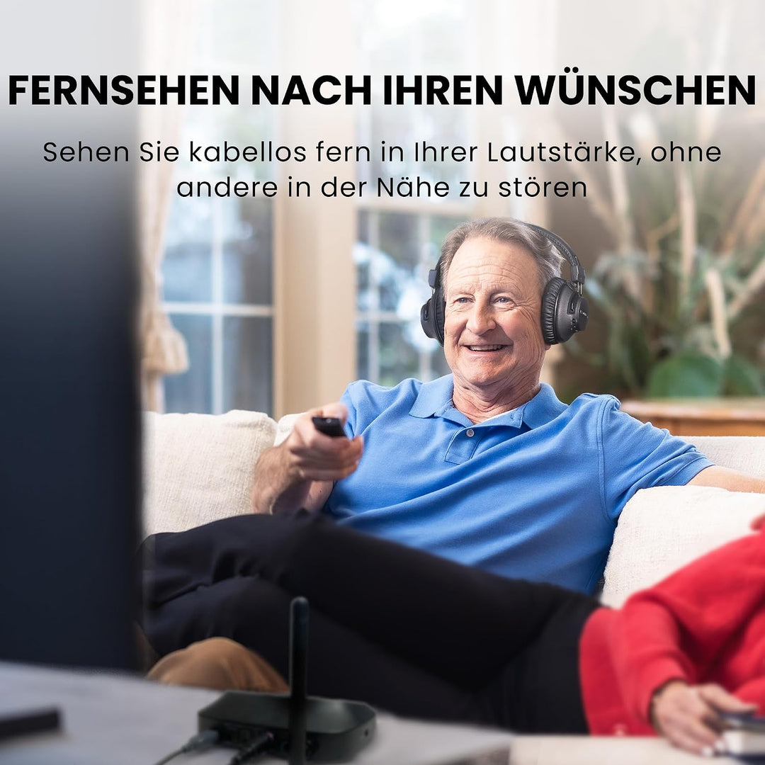 Avantree HT5009 Plus – Ultra Bequeme Funkkopfhörer Kabellos TV Kopfhörer für Fernseher Senioren, 60h