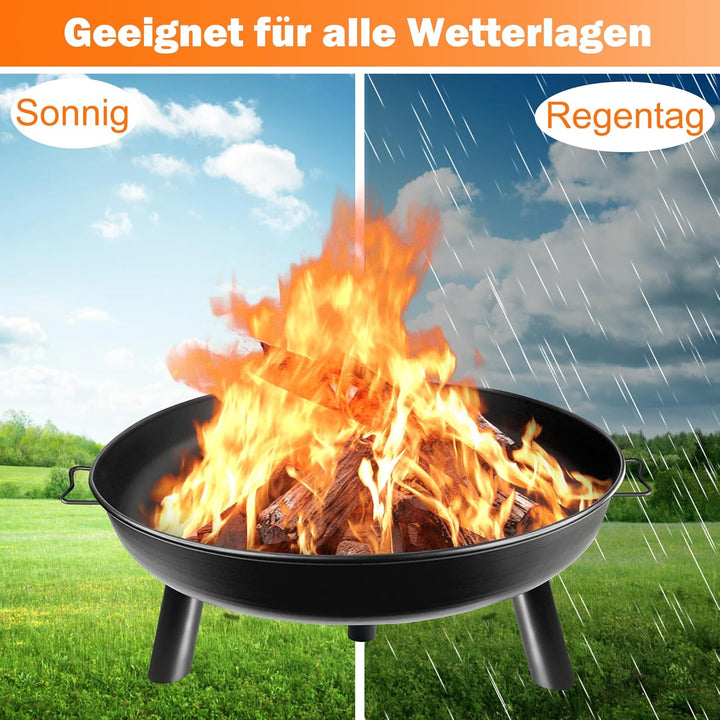 Froadp Feuerschalen für den Garten Rund Ø80cm Feuerstelle aus Metall Multifunktionale Feuerkorb mit