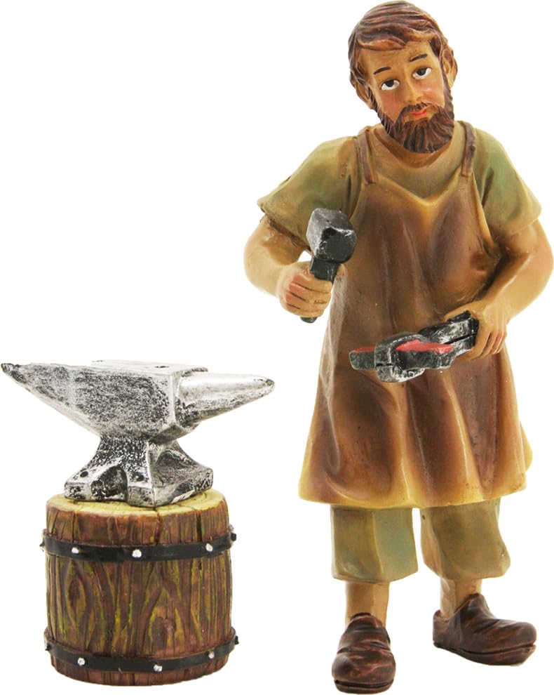 FADEDA 3X Schmied mit Amboss/Höhe:10 cm/handbemalt/detailgetreue Krippen Figuren - Weihnachten Tisch