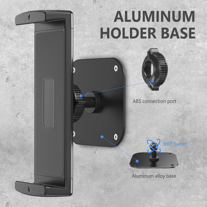 Lucrave Tablet Wandhalterung, iPad Wandhalterung aus Aluminium, 360° drehbare, verstellbare Wandhalt