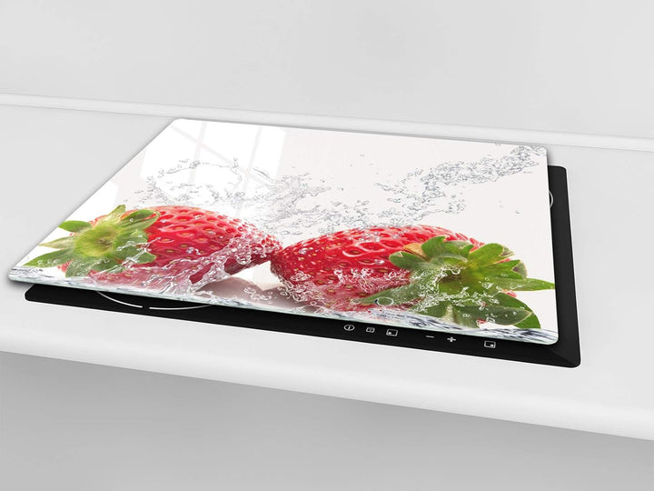 Küchenbrett aus Hartglas und Induktionskochplattenabdeckung – Schneideplatten SINGLE mit 60 x 52 cm