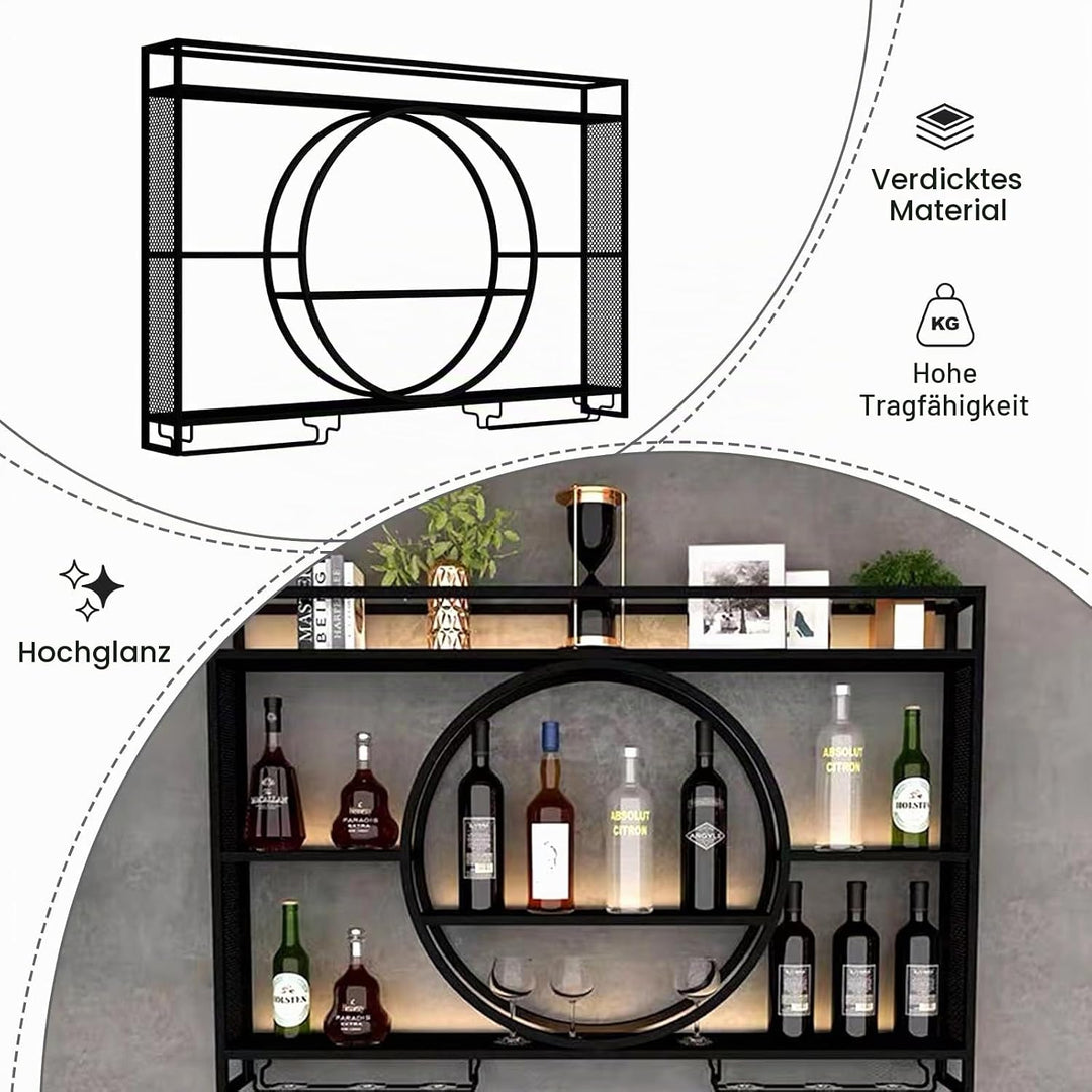 Generisch Modernes Weinregal Wand aus Metall, Bar Regal mit Glasregal, Wandmontage Wine Display-Stän