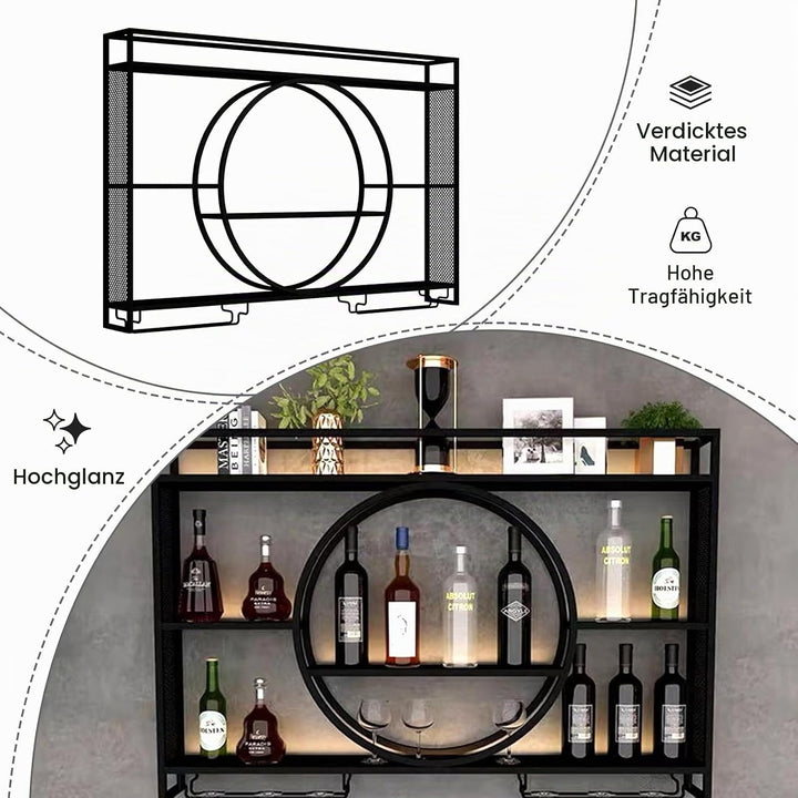 Generisch Modernes Weinregal Wand aus Metall, Bar Regal mit Glasregal, Wandmontage Wine Display-Stän