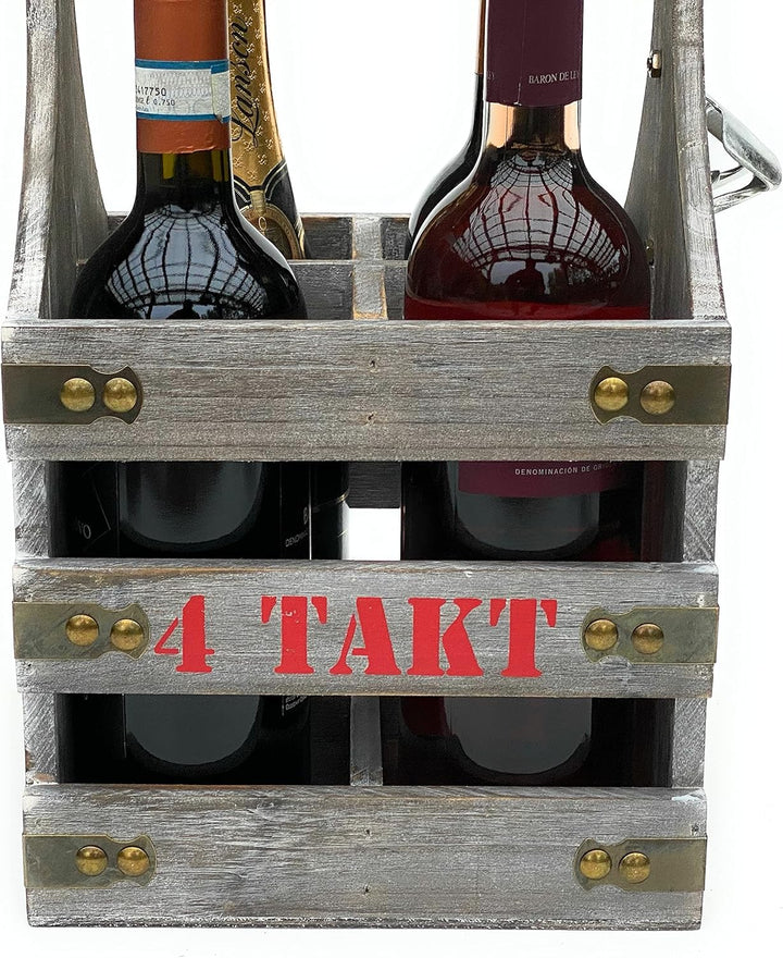 DanDiBo Weinträger 4 Flaschen Flaschenträger Holz 4 Takt 96034 Weinregal Flaschenkiste Flaschenkorb