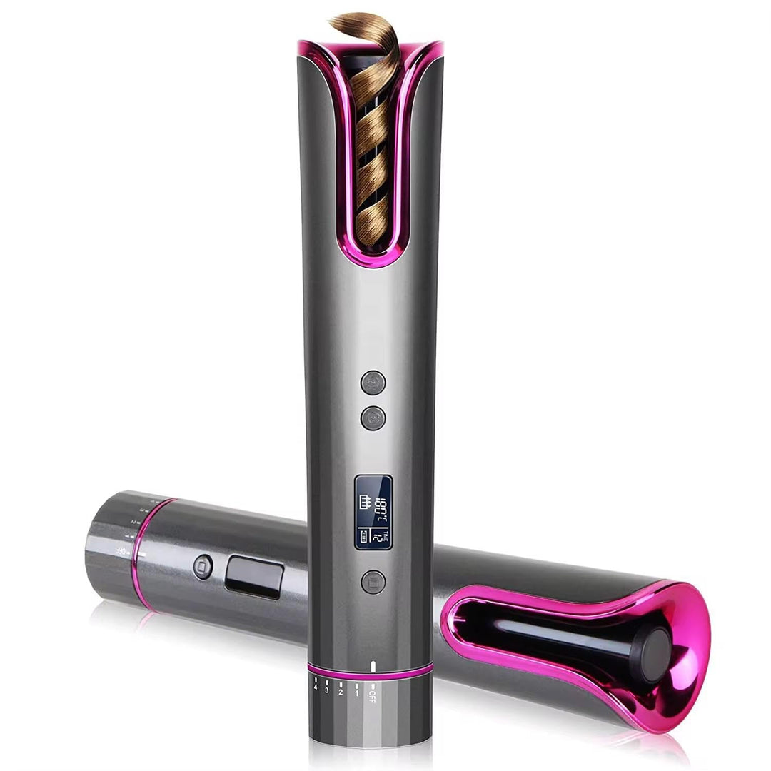 OBA Automatisches Kabelloses Lockenstäbchen, USB-Wiederaufladbar, LCD-Display, Timer 8-18s, Temperat
