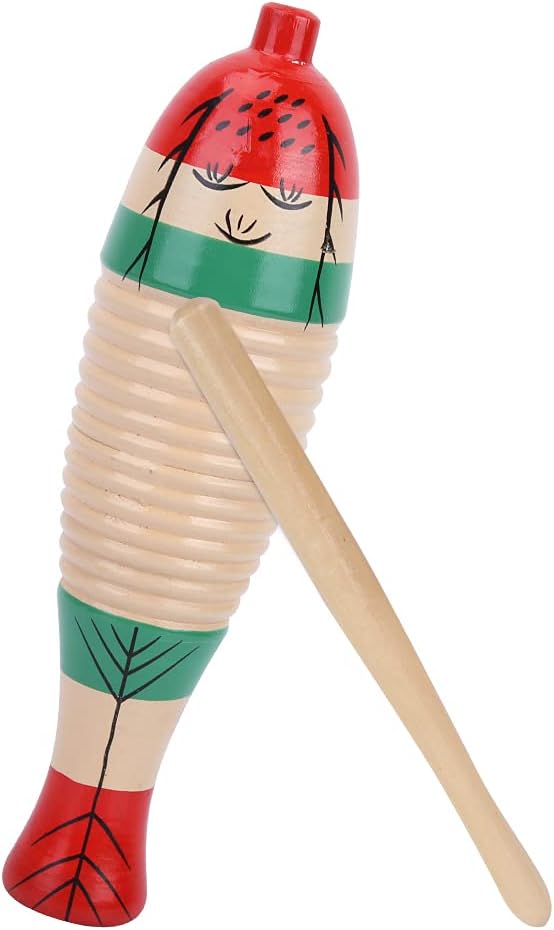 Kleines Holz Fisch förmiges Guiro Instrument, 2 Sets Holzschaber Guiro Sound Tube Musikalisches Schl
