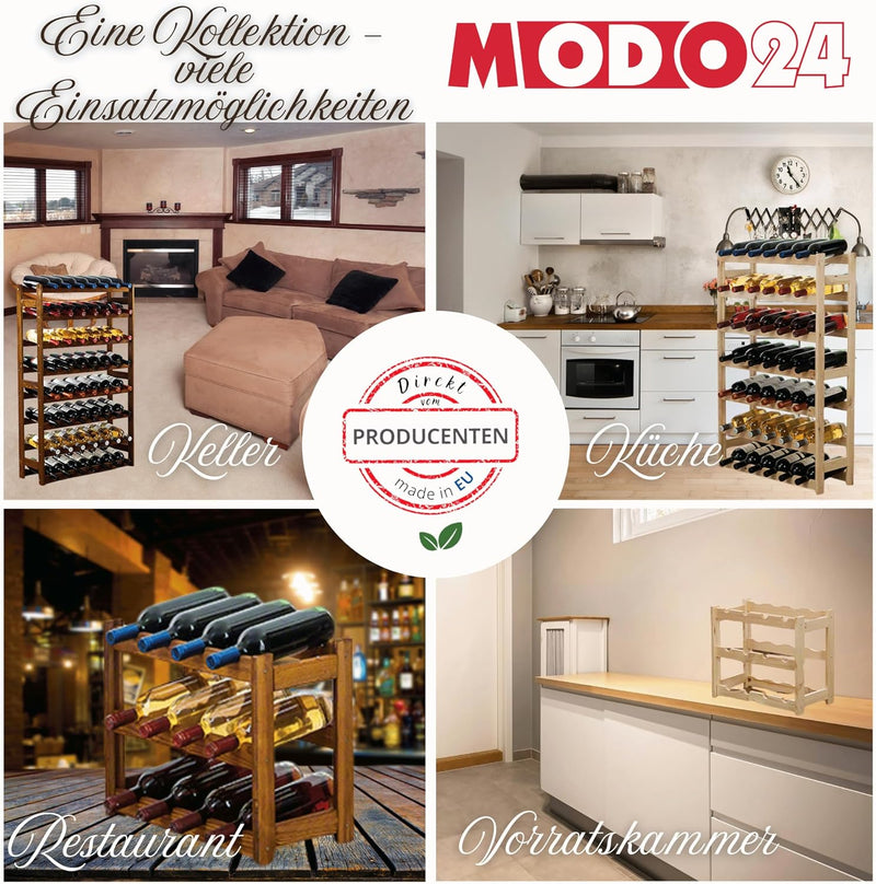 MODO24 Weinregal, Holz, unbehandelt, 72.5 x 25 x 166 cm, 25-Einheiten 72.5 x 25.0 x 166.0