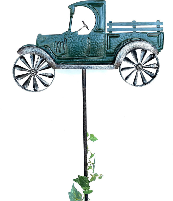 DanDiBo Gartenstecker Metall Oldtimer Auto XL 160 cm Grün 96102 Windspiel Windrad Wetterfest Gartend