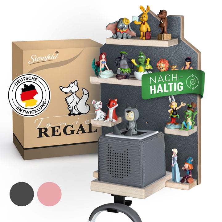 STERNFELD Magnetisches Nachhaltiges Tonie Regal für Hörfiguren - Vormontiertes Toniebox Regal - [43x