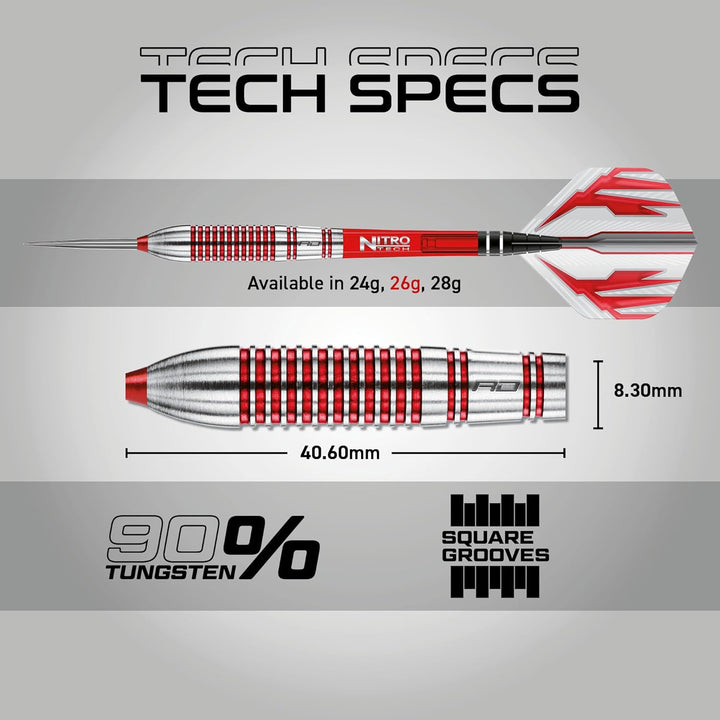 RED DRAGON Reflex Tungsten Darts mit Flights und Schäfte (Steel Dartpfeile) 26.0 Gramm, 26.0 Gramm