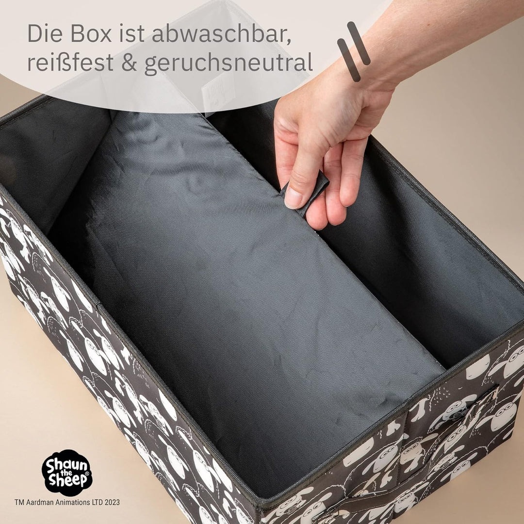 LIFENEY meets Shaun das Schaf Aufbewahrungsbox mit Deckel für Kinder – Box mit dem kultigen Schaf zu