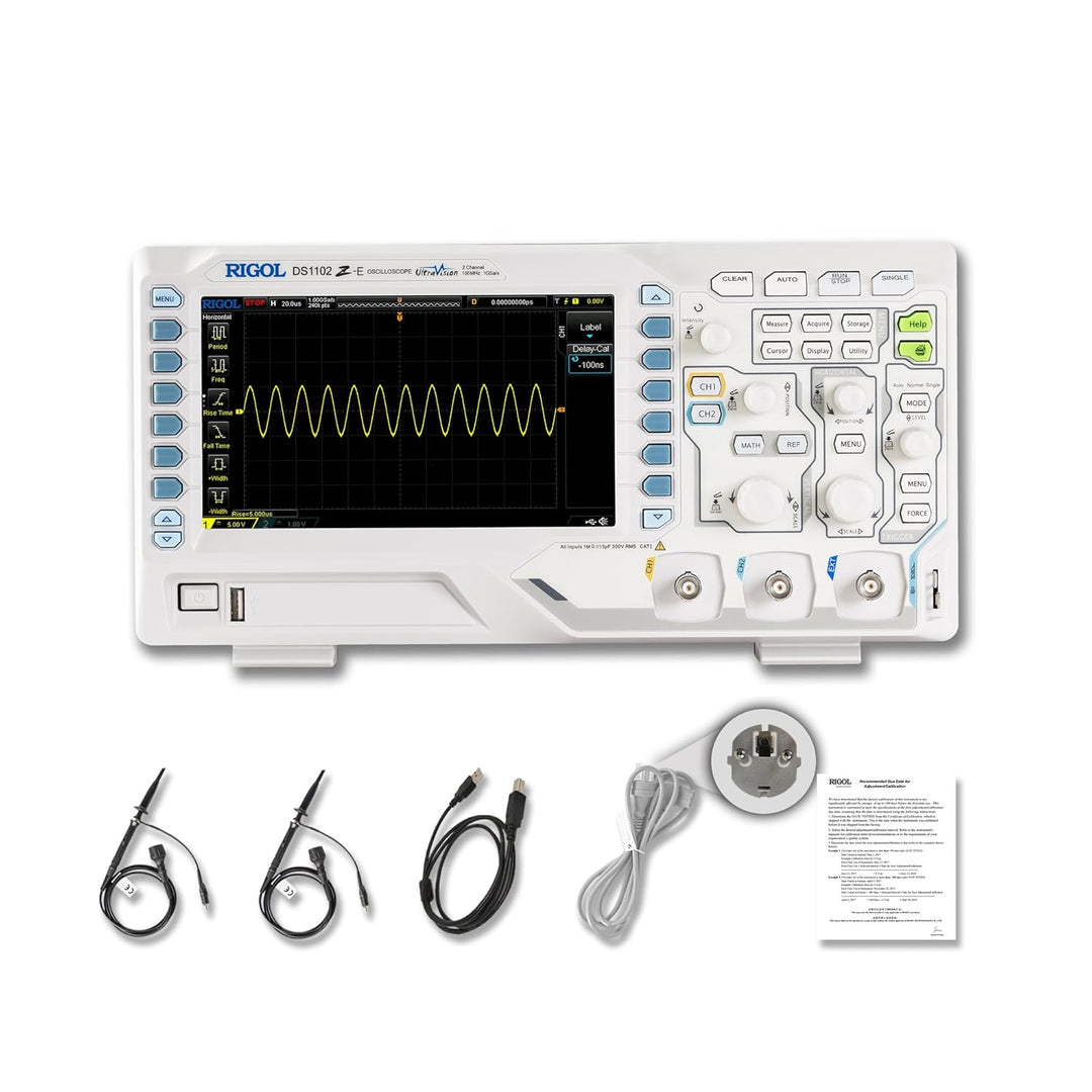 RIGOL DS1102Z-E Digitaloszilloskop, 2 Kanäle, 100MHz, 1Gsa/s, 24Mpts, 30000wfms/s, freie Trigger und