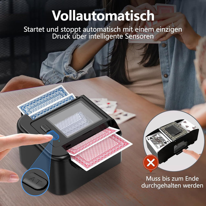 ShinePick Kartenmischmaschine Elektrische für 1-2 Decks, 2000mAh Karten Mischmaschine Automatischer