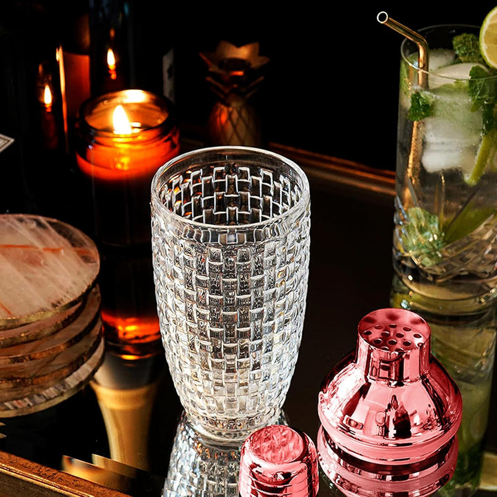 Cocktail Shaker Roségold, 400ml Cocktail Mixer, Shaker Edelstahl Cocktails, Glas Cocktailshaker, Ede