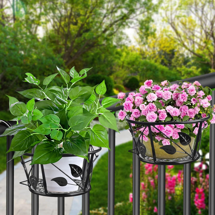 Ledeak 3 Stück Aufhängen Blumentopf Halterung, Geländer Pflanzgefässe Blumentopf Metall Pflanze Korb