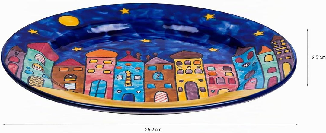 Gall&amp;Zick Speiseteller Teller bunt bemalt Deko Geschirr Handbemalt Village Design (25cm) set/2, 25cm