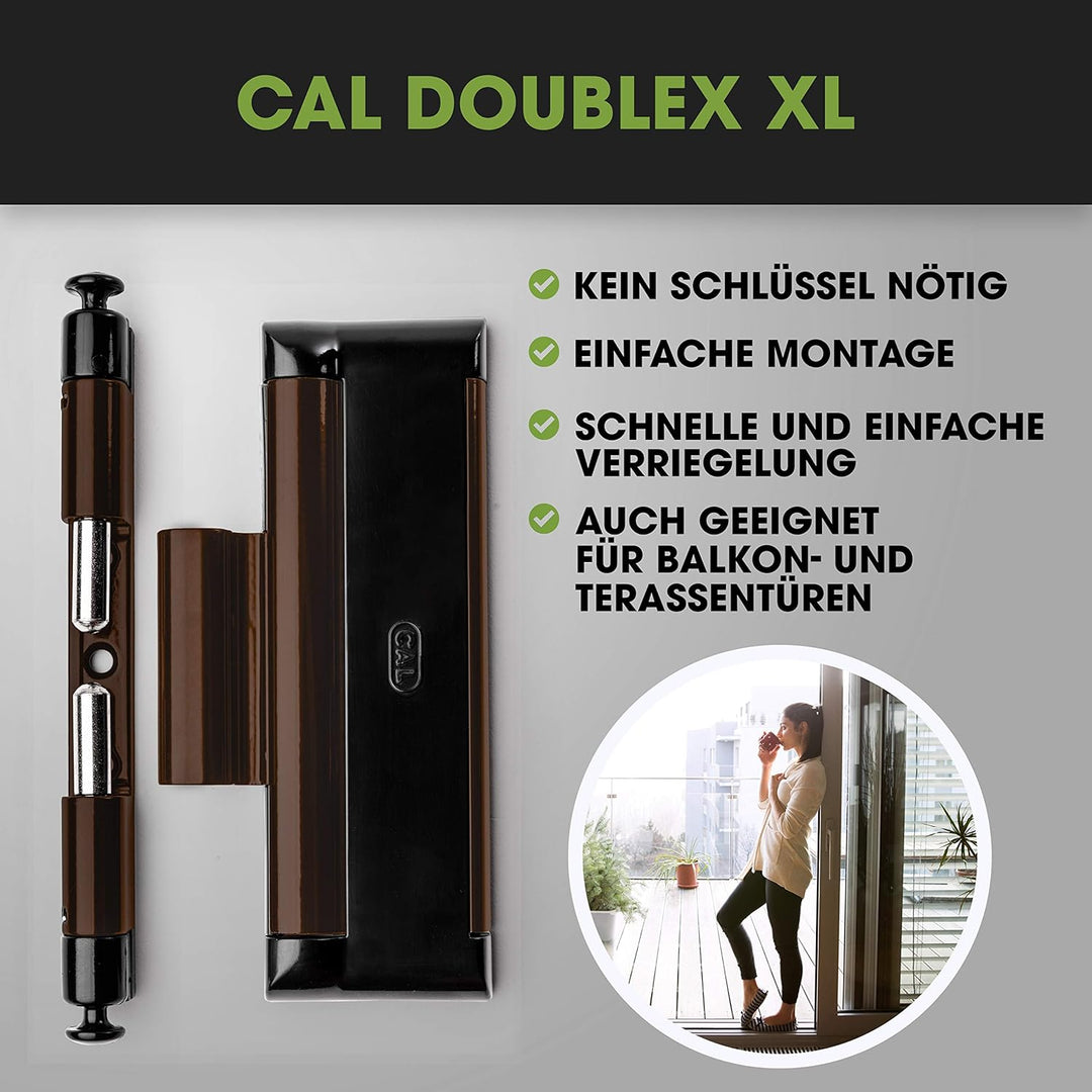 Cal Doublex XL - Fenstersicherung gegen Einbruch, auch für Balkontür, Terassentür Einbruchschutz, br