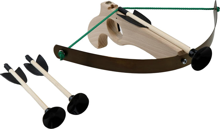 BestSaller 12129 Holz Armbrust klein mit Stahlbogen ca. 25 cm, inklusive 3 Bolzen 1213 ca. 18 cm, Na