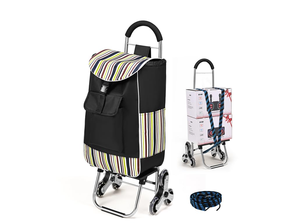 Einkaufstrolley Treppensteiger mit 3 Räder - 32 Liter - mit Kühlfach - Abnehmbarer Tasche - 30kg Lad
