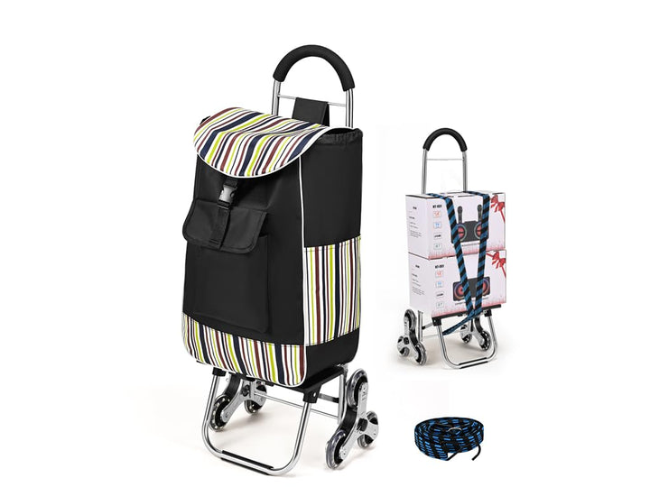 Einkaufstrolley Treppensteiger mit 3 Räder - 32 Liter - mit Kühlfach - Abnehmbarer Tasche - 30kg Lad