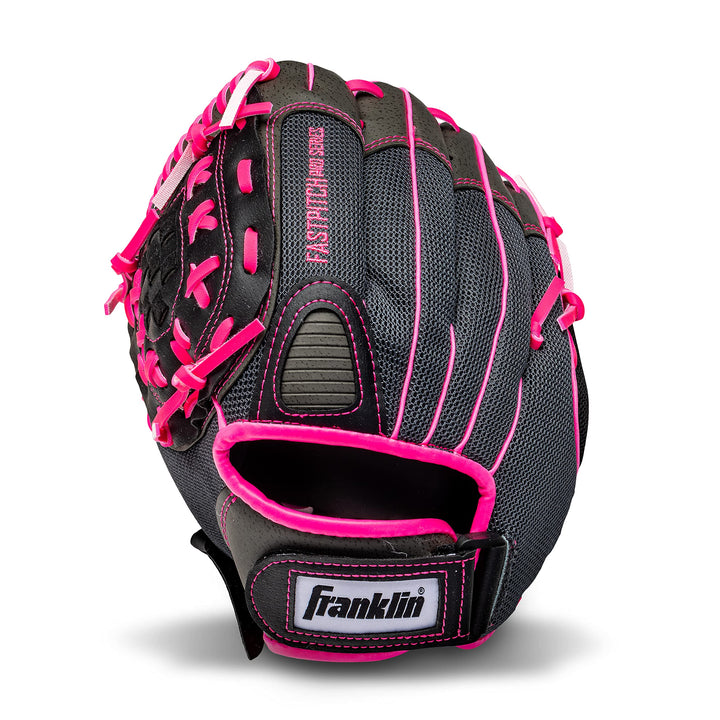 Franklin Sports Fastpitch Serie Leichte Softball Handschuh, 12 Zoll Werfer, für Linkshänder Pink/Gra