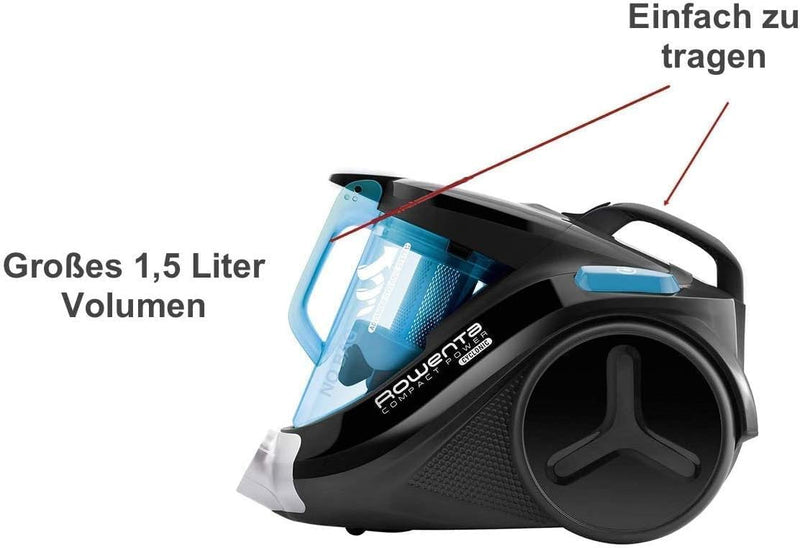 Rowenta beutelloser Staubsauger (sehr niedriger Stromverbrauch bei hoher Leistung 750 W, 1,5 L Staub