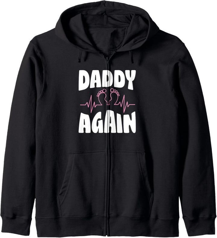 Girl Baby Footprint Daddy Again Funny Pregnancy Announcement Kapuzenjacke
