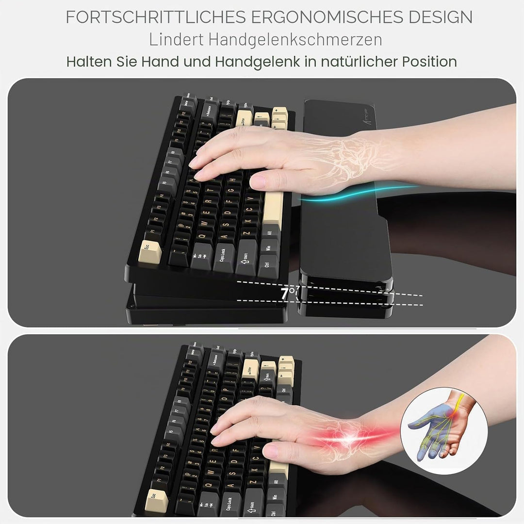 ATTACK SHARK 87 Tasten CNC Acryl-Tastatur-Handgelenkstütze, Transparente Handballenauflage, Für 80%