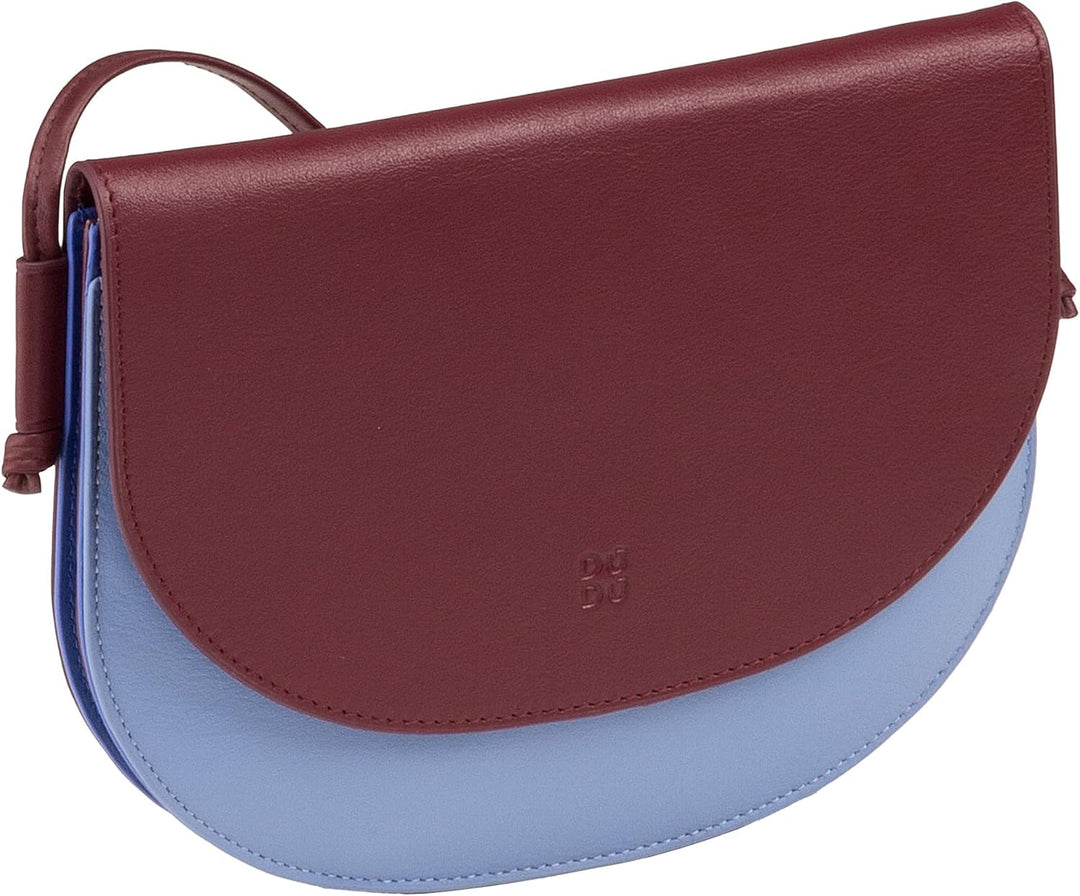 DUDU Damen Umhängetasche aus Leder, kompaktes schlankes Design Handtasche mit Knopfverschluss, Verst