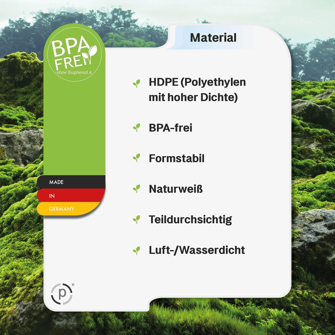 plasteo® 2x 10 Liter Getränke- Wasserkanister Natur mit 1x Hahn und 2x Schraubdeckel | BPA Frei | Le