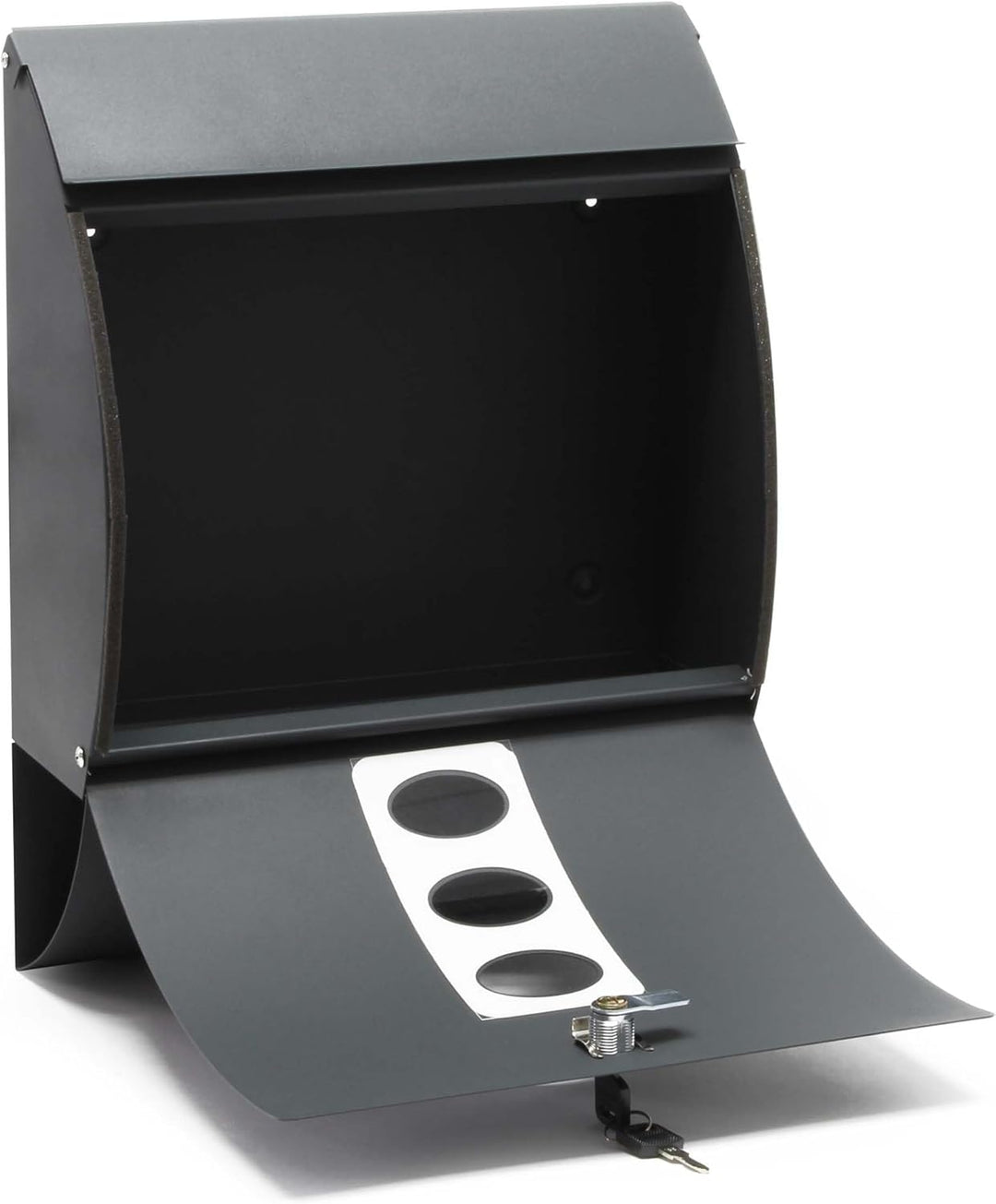 Wiltec 2er Briefkasten Set V18 Anthrazit, Wandbriefkasten mit Schloss, Sichtfenstern, Zeitungsrolle,