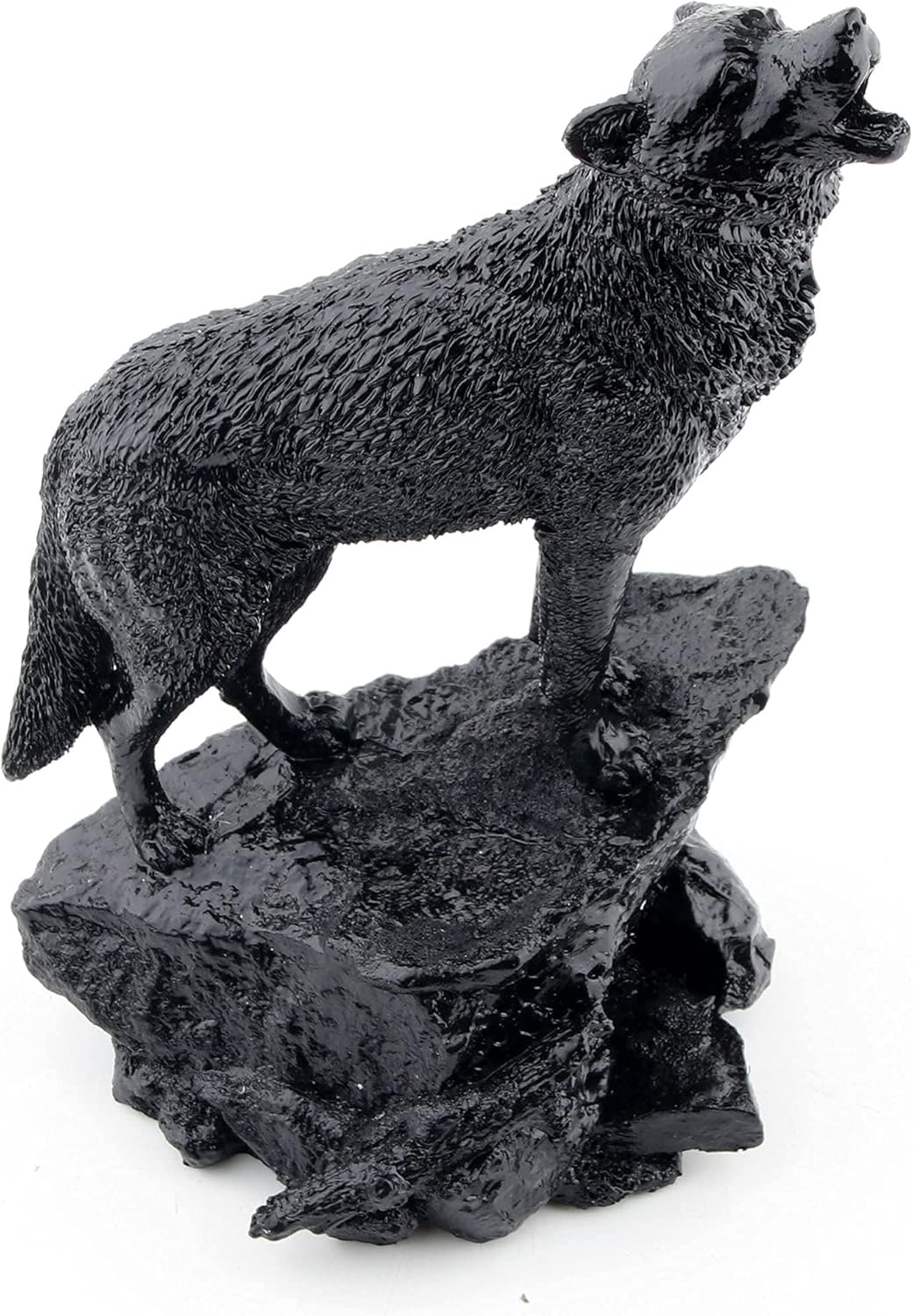 Schwarzer Wolf-Skulptur Wildtier-Heulender Wolf, Statue und Figur Black001, Black001