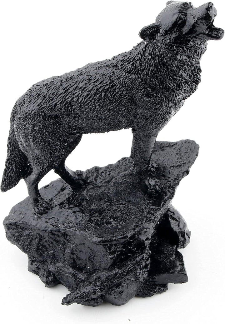 Schwarzer Wolf-Skulptur Wildtier-Heulender Wolf, Statue und Figur Black001, Black001