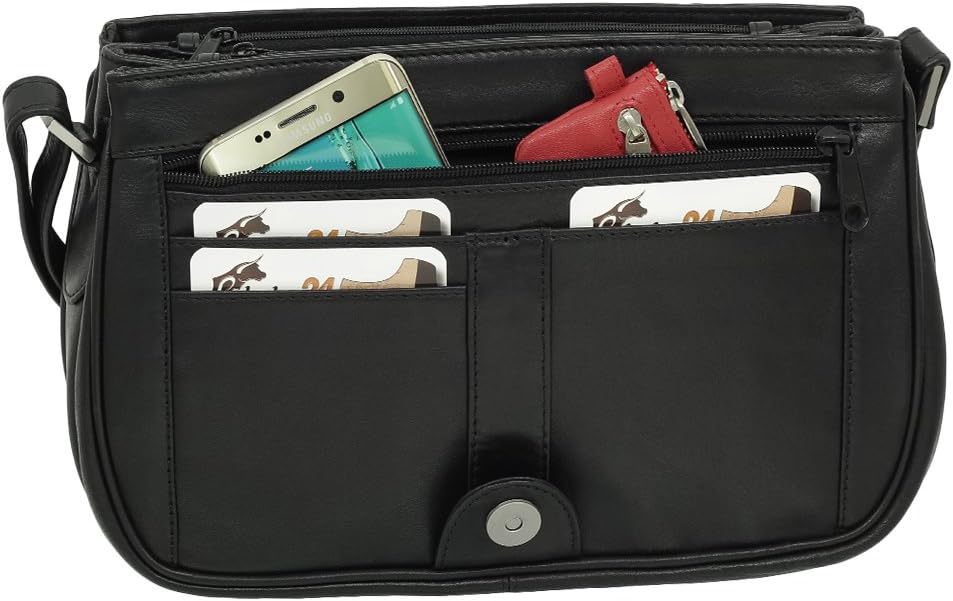 Ledershop24 Leder Damen Umhängetasche Schultertasche Festivaltasche Handtasche Tasche 28 cm vers. Fa